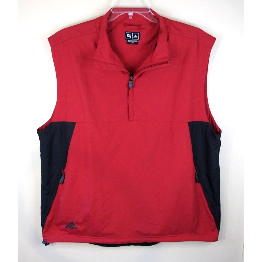 Adidas Climaproof 1/2 Zip Red Golf Vented Wind Vest Men's large Polyester‎